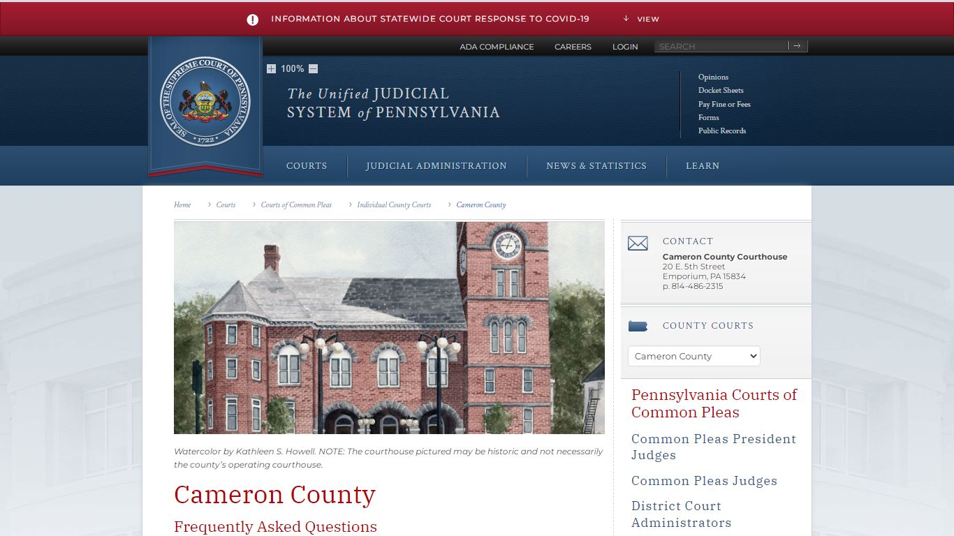 Cameron County | Individual County Courts | Courts of Common Pleas ...
